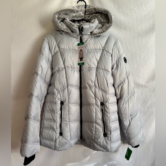 Nautica Women's Silver Gray Puffer Winter Jacket Size: XL NWT - Picture 1 of 12